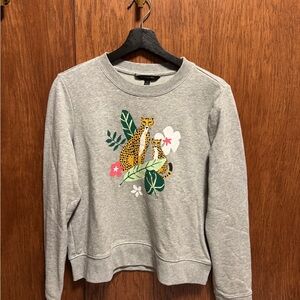 Banana Republic Light Gray Sweatshirt with Cheetah Design -Size S